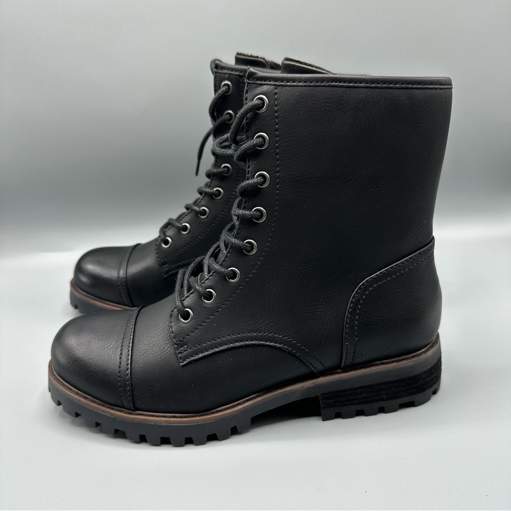 B.O.C By Born Combat Boots Lace Up Faux Leather Women's Size 7 M Black